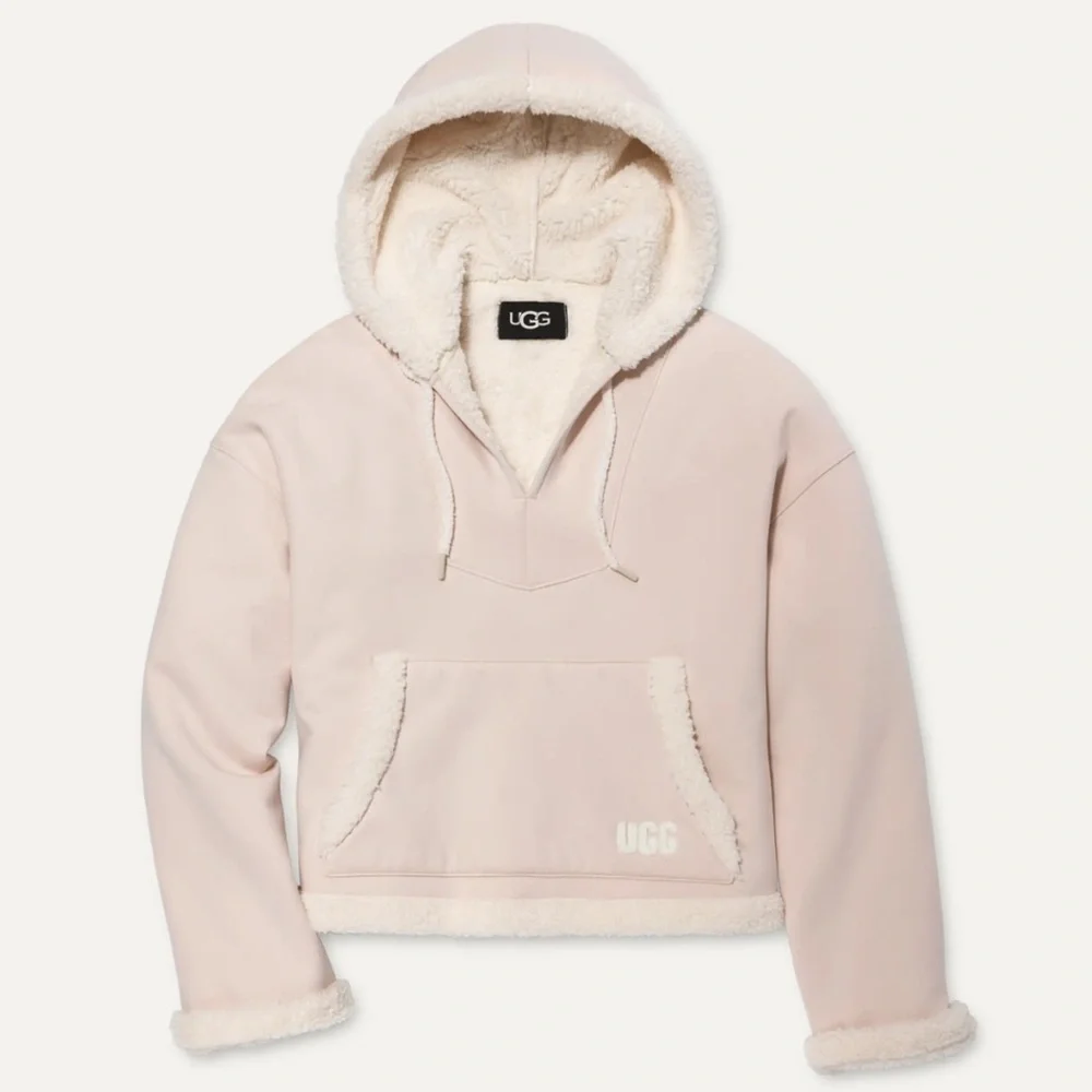 UGG Sharonn Bonded Fleece Pullover Soft Pink Hooded Pullover Medium EUC - Picture 1 of 14